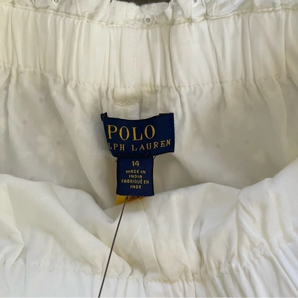 Polo Ralph Lauren girls white floral eyelet shorts size 14 NWT